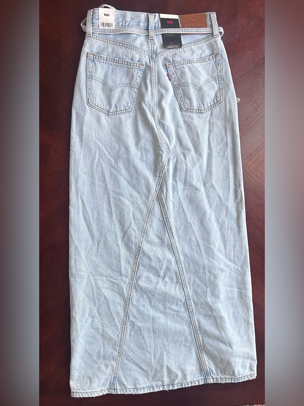 New Levi's Light Blue Denim Maxi Skirt size 24 - Picture 7 of 10